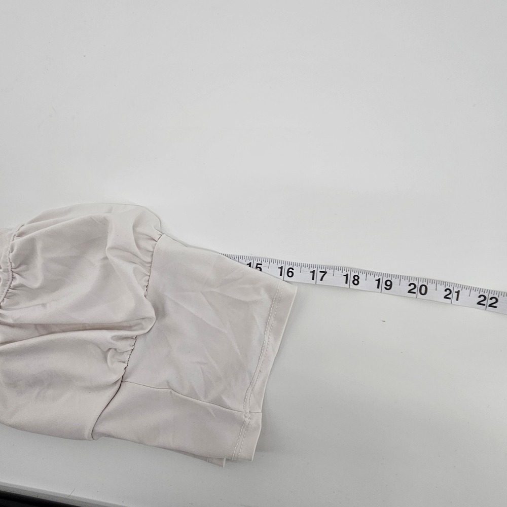 Y2K Women Ruched Babydoll Crop Tank Top  Off-White Medium‎ Festival Minimalist - Picture 4 of 7